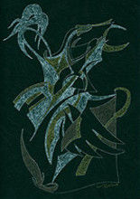 Malerei mit dem Titel "Oiseau Noir" von Shohreh Jandaghian, Original-Kunstwerk, Öl