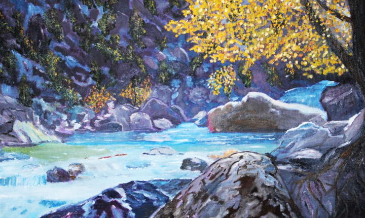 Malarstwo zatytułowany „"Outono na montanha"” autorstwa V.Sholoh, Oryginalna praca, Olej