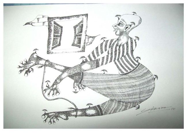 Drawing titled "self bound" by Shrikant Ranga, Original Artwork