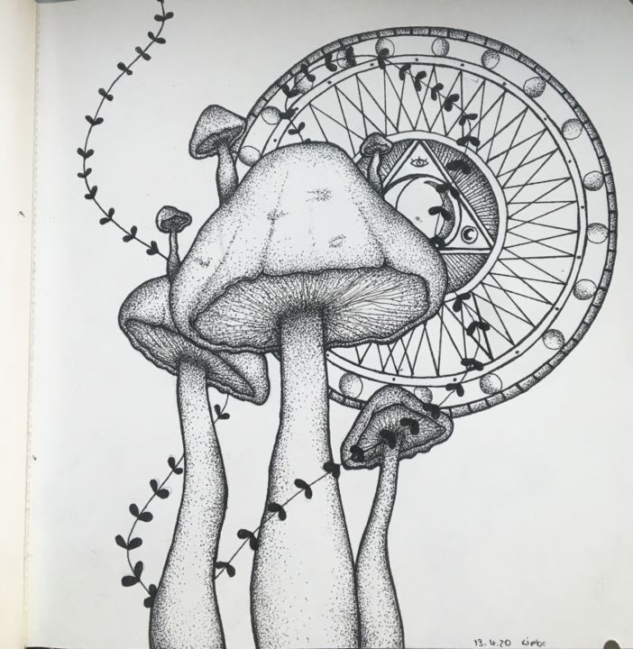 Zeichnungen mit dem Titel "ma.shroom" von Shrumii, Original-Kunstwerk, Marker