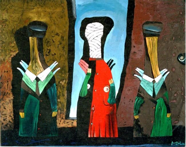 Pittura intitolato "the bodyguards" da Yury Shtapakov, Opera d'arte originale