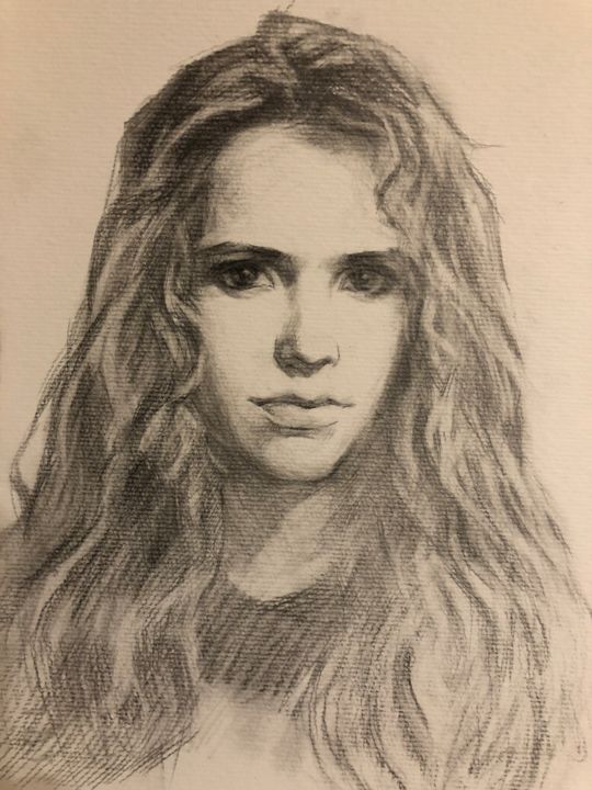 Peinture intitulée "Portrait jeune femme" par 高爽, Œuvre d'art originale, Crayon