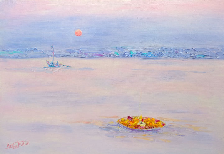 Peinture intitulée "«Morning Ganges»|«У…" par Artem Shubin, Œuvre d'art originale, Huile