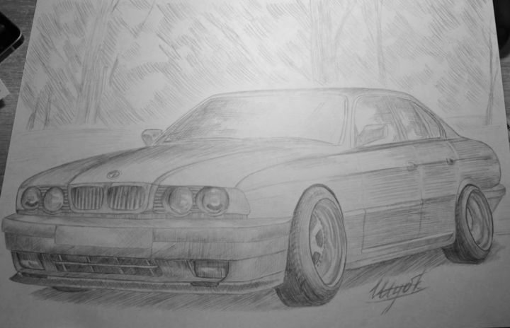 Painting titled "BMW.jpg" by Shubnikova Ekaterina, Original Artwork, Other