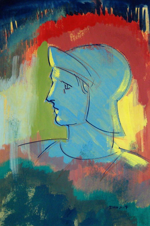 Painting titled "Deserter" by Shuji Fukushima, Original Art, Gouache