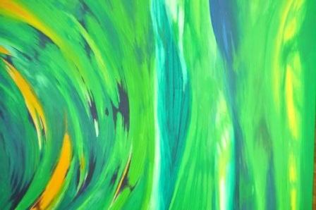 Painting titled "Green flow" by Shushu Natan, Original Artwork