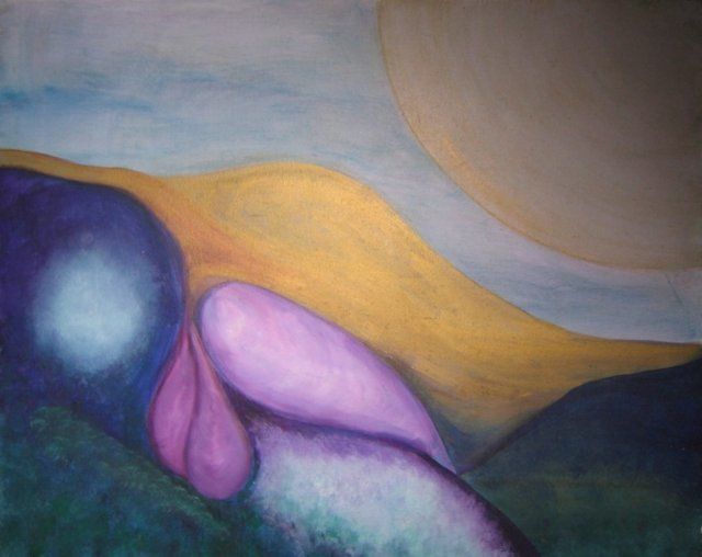 Painting titled "Blue Moon" by Suzanne Cloutier Shute, Original Artwork