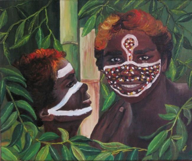Pintura intitulada "Aborígenes" por Shylai, Obras de arte originais