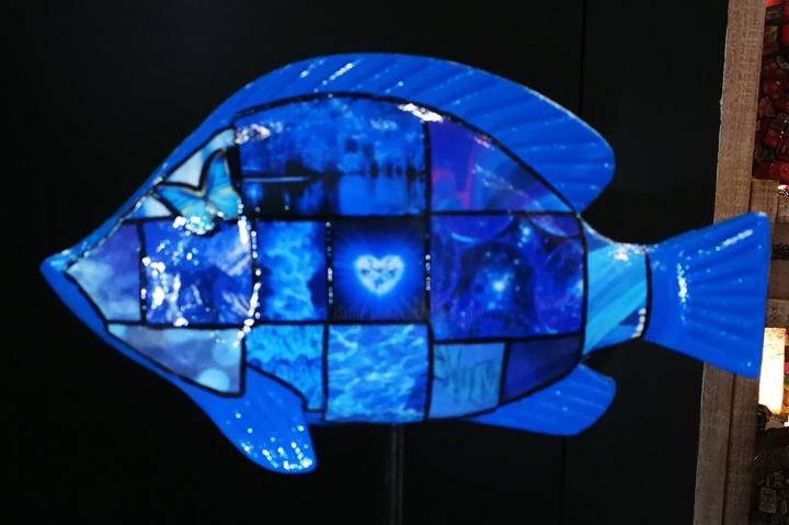 Sculpture titled "Poisson" by Siberil Rey, Original Artwork, Wood