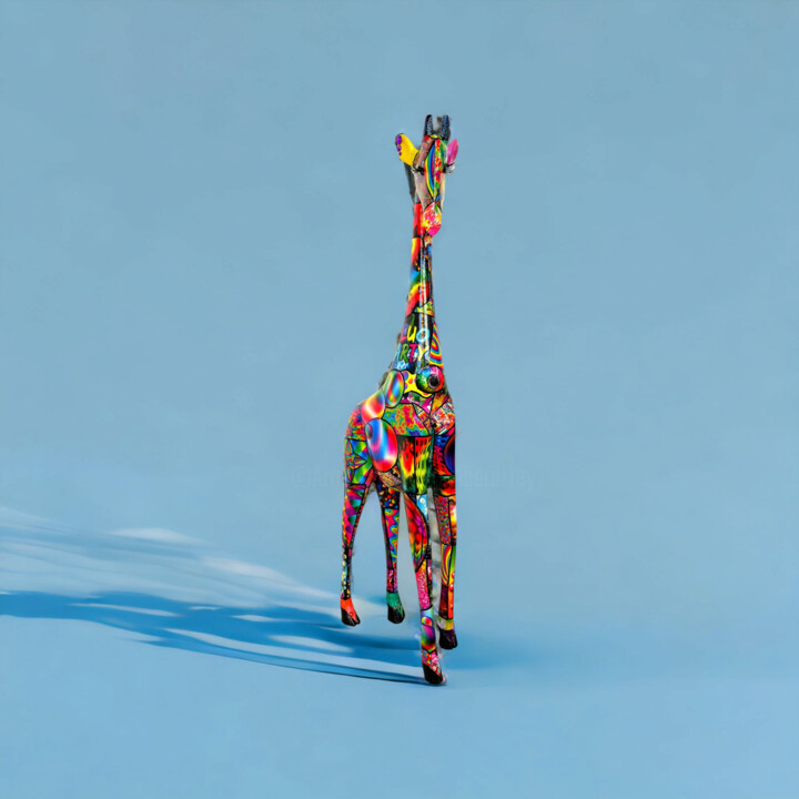 Sculpture intitulée "la girafe" par Siberil Rey, Œuvre d'art originale, Bois
