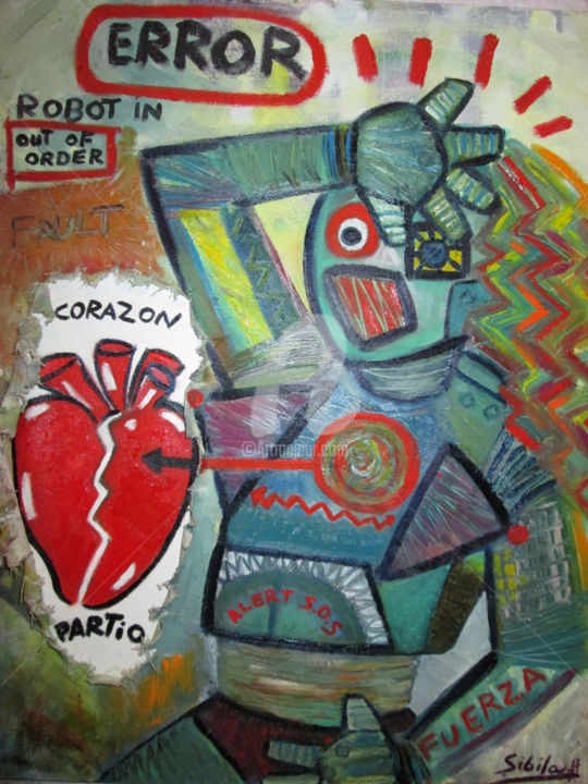 Painting titled "Corazon partio" by Sibila Doré, Original Artwork, Oil