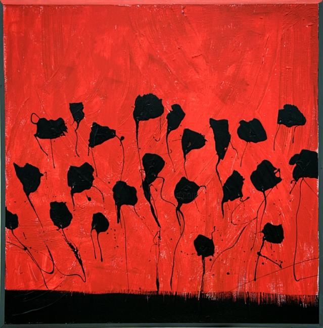 Painting titled "Poppies on fire" by Si Bollé, Original Artwork