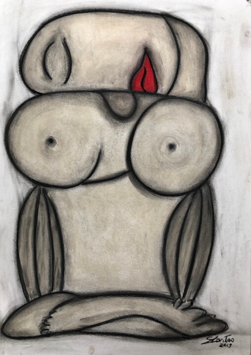 Dibujo titulada "Chouette femme" por Sidelma Castro, Obra de arte original, Tiza