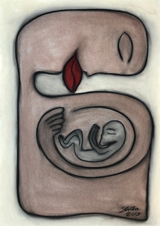 Drawing titled "Tendresse" by Sidelma Castro, Original Artwork, Chalk