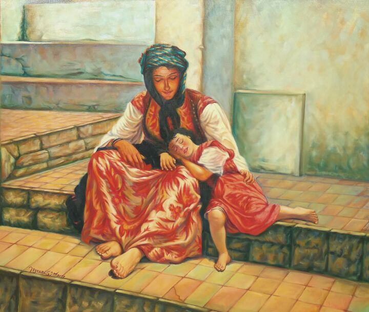 Peinture intitulée "Woman of the Tlemce…" par Sidi Mohammed Mazouni, Œuvre d'art originale, Huile Monté sur Châssis en bois