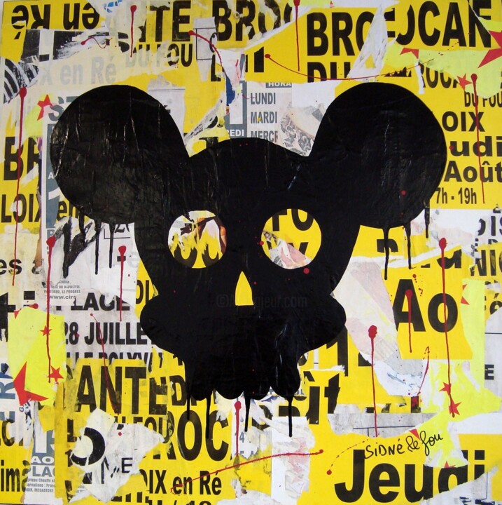 Peinture intitulée "MICKEY TETE DE MORT" par Sidné Le Fou, Œuvre d'art originale