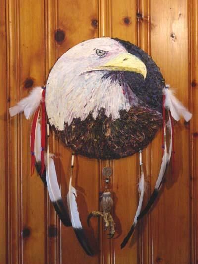 Painting titled "Eagle Totem Shield…" by Sidney Moonchild, Original Artwork