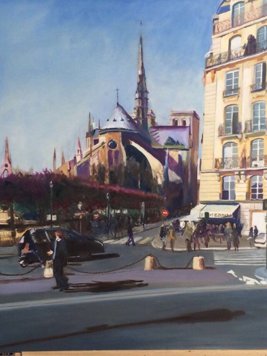 Painting titled "Norte Dame" by Manolo Romero, Original Artwork, Oil