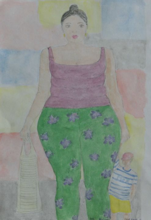 Painting titled "Mexican Woman" by Sieglinde (Siggy) Margarete Schitter, Original Artwork, Watercolor
