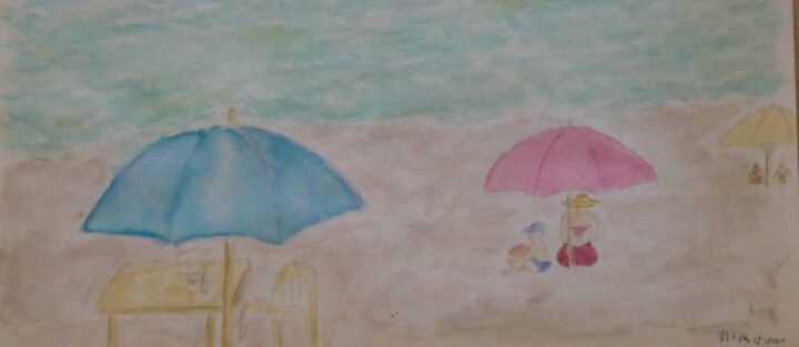 Painting titled "Umbrella Day" by Sieglinde (Siggy) Margarete Schitter, Original Artwork, Watercolor