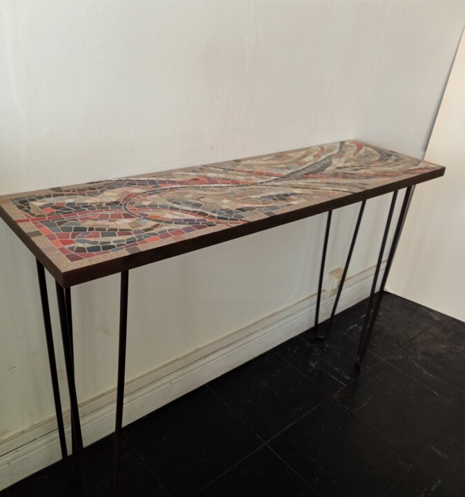 Design intitulée "Console en mosaïque" par Signature Mosaique ®, Œuvre d'art originale, Meuble