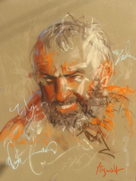 Painting titled "Yves Parlier" by Yannick Sigwalt, Original Artwork, Pastel