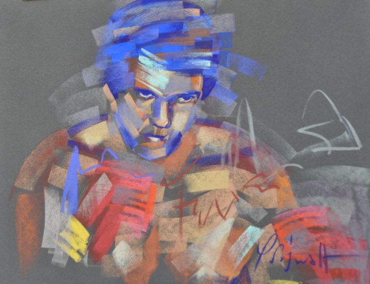 Peinture intitulée "Cassius Clay" par Yannick Sigwalt, Œuvre d'art originale, Pastel