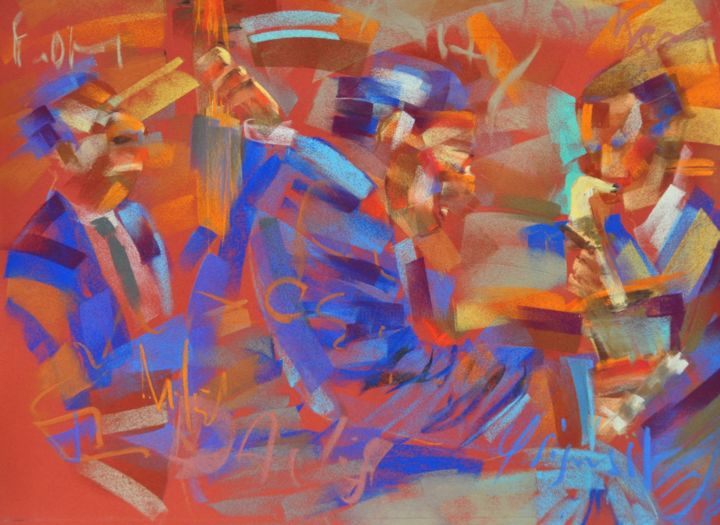 Peinture intitulée "Jazz2" par Yannick Sigwalt, Œuvre d'art originale, Pastel