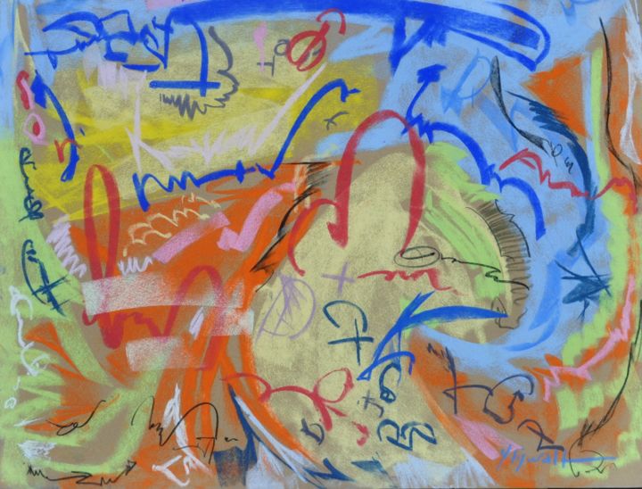 Malerei mit dem Titel "c+" von Yannick Sigwalt, Original-Kunstwerk, Pastell
