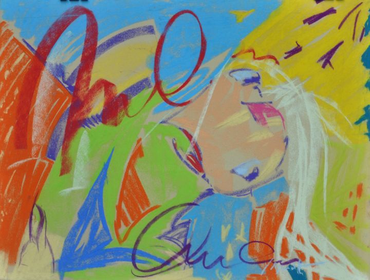 Painting titled "licorne" by Yannick Sigwalt, Original Artwork, Pastel