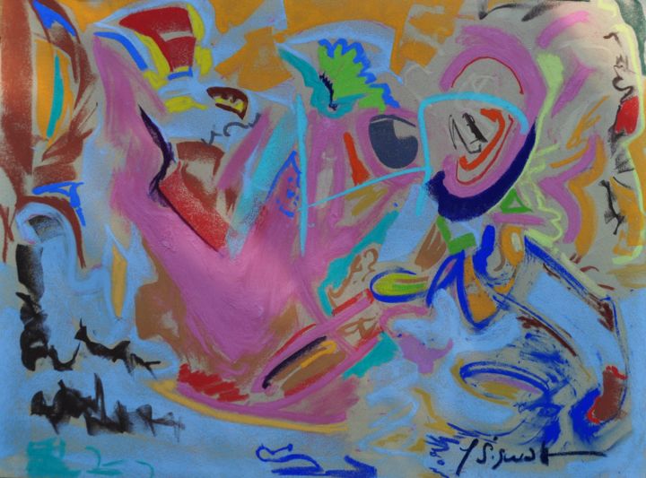 Painting titled "Fusion1209" by Yannick Sigwalt, Original Artwork, Pastel