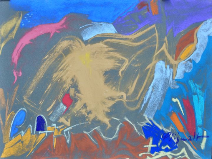 Painting titled "Griffon" by Yannick Sigwalt, Original Artwork, Pastel