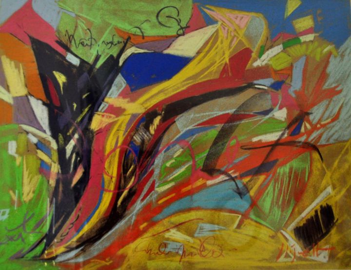 Painting titled "Eruption" by Yannick Sigwalt, Original Artwork, Pastel