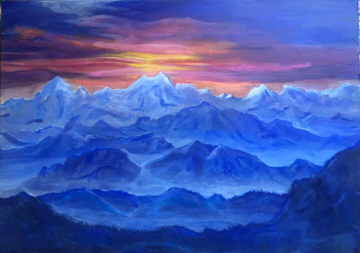 Картина под названием "Sunrise" - Siham Itani, Подлинное произведение искусства, Акрил Установлен на Деревянная рама для нос…