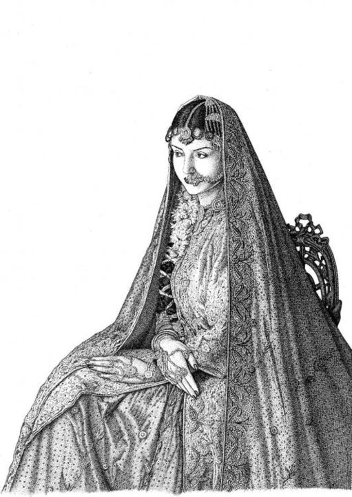 Indian Bride[Sold] (Stipple / Hedcut Illustrations)