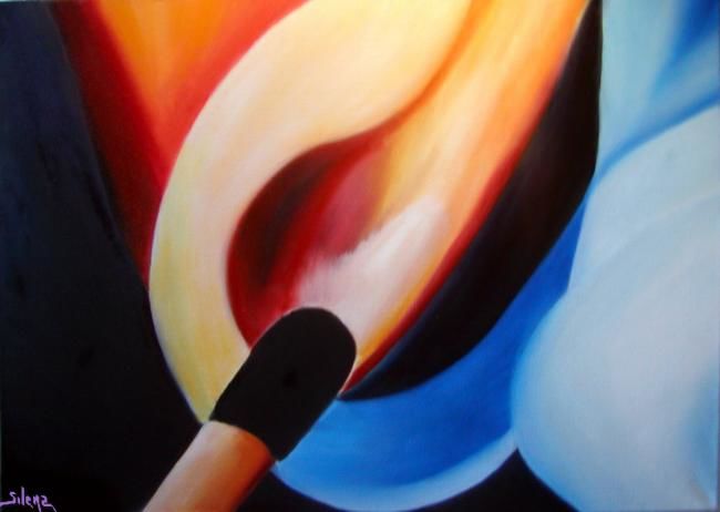 Painting titled "CALORE" by Silema, Original Artwork, Oil
