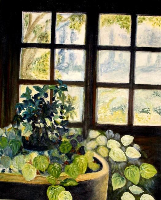 Peinture intitulée "Derrière la fenêtre" par Nicole Delaplace, Œuvre d'art originale