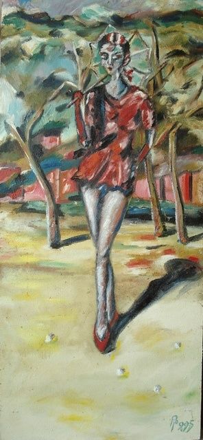「Девушка на пляже」というタイトルの絵画 Речицкийによって, オリジナルのアートワーク, オイル