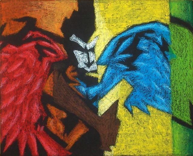 Peinture intitulée "Visitor-(oilpastel)" par Siljoe, Œuvre d'art originale, Craie