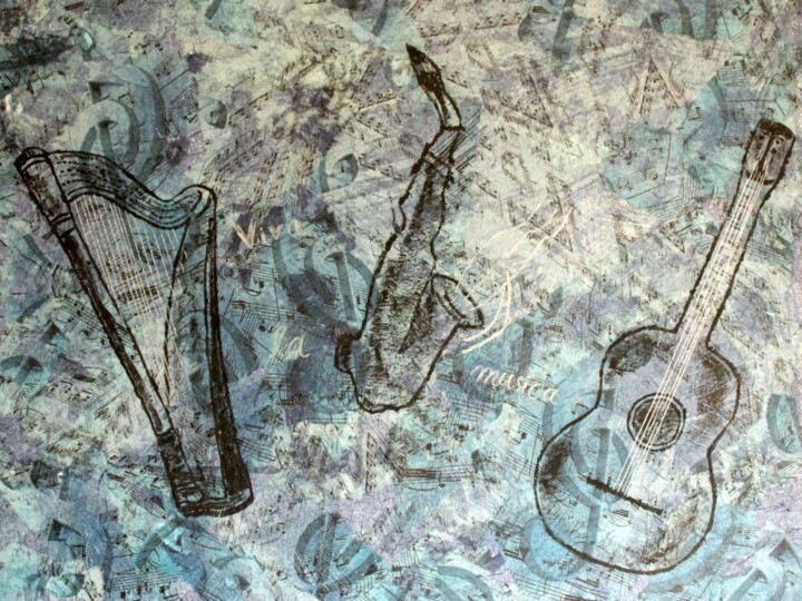 "Viva la Musica" başlıklı Kolaj Silke Aschhoff tarafından, Orijinal sanat, Akrilik