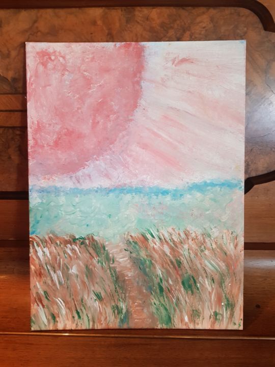 Painting titled "rosa Sonne" by Silke Bahamonde Wiesner, Original Artwork, Acrylic