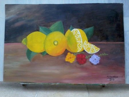 Schilderij getiteld "Limones Grandes" door Silo, Origineel Kunstwerk, Anders