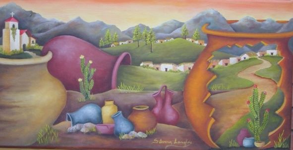 Painting titled "Fantasia norteña" by Silvana Langlois, Original Artwork