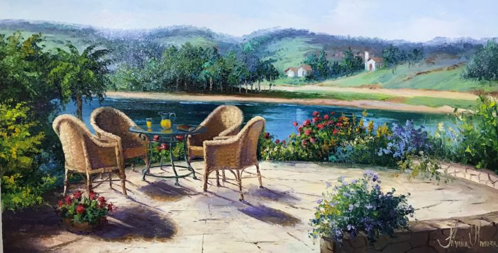 Painting titled "um lugar de descanso" by Silvana Oliveira, Original Artwork, Oil