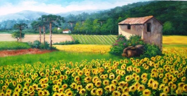 Painting titled "2006 - Campo de gir…" by Silvana Oliveira, Original Artwork