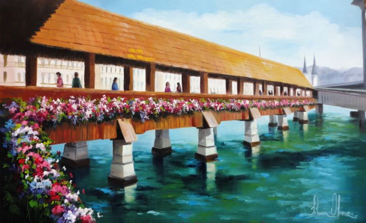 Pintura intitulada "Ponte sobre Rio Luc…" por Silvana Oliveira, Obras de arte originais, Óleo