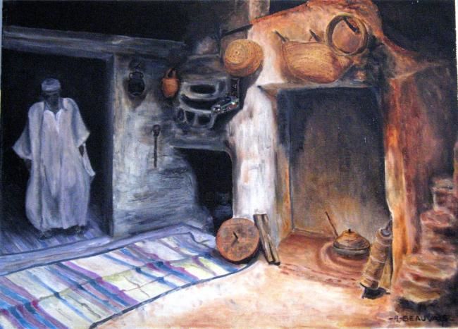 Peinture intitulée "maison algérienne" par Alain Beauvais, Œuvre d'art originale