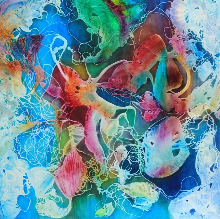 Painting titled "Fukushima Butterfli…" by Silvia Cavallari, Original Artwork, Oil