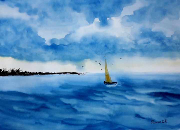 Painting titled "Sailing" by Silvia D.R., Original Artwork