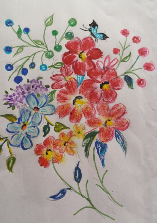 Peinture intitulée "Flores caribenas.jpg" par Silvia Josiah, Œuvre d'art originale, Acrylique